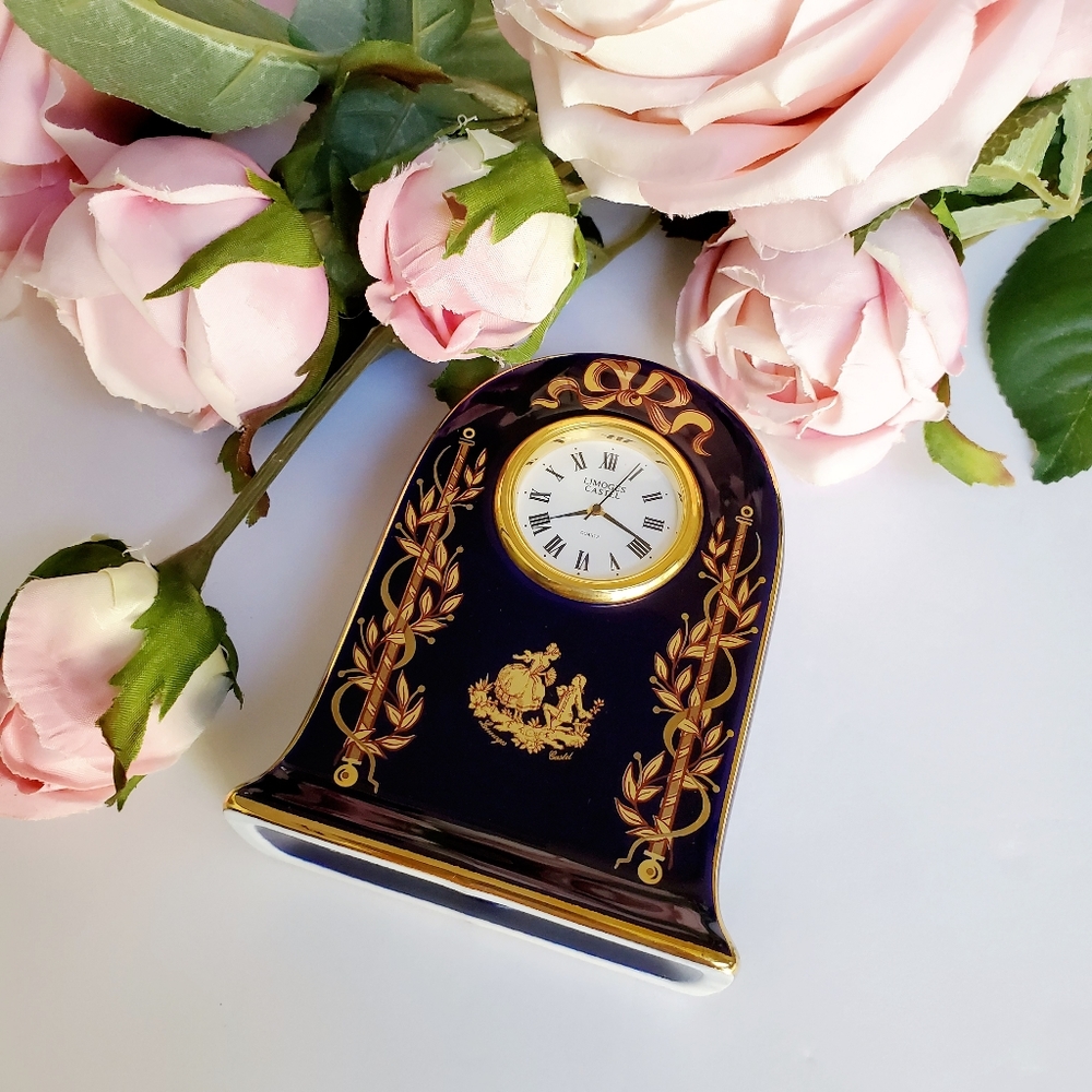 Vintage Rare Limoges 22K Gold Mini Clock Decor - Picture 2 of 16